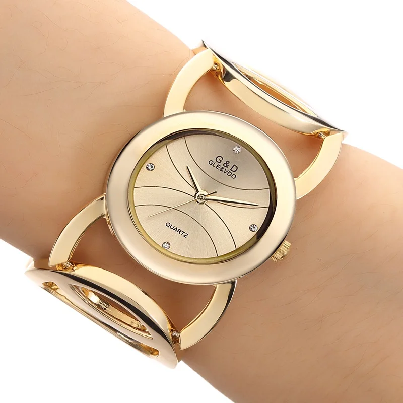 Реальные фотографии! Супер модные кварцевые повседневные наручные часы G& D брендовые стальные Аналоговые кварцевые часы Женская Мода Relojes de mujer