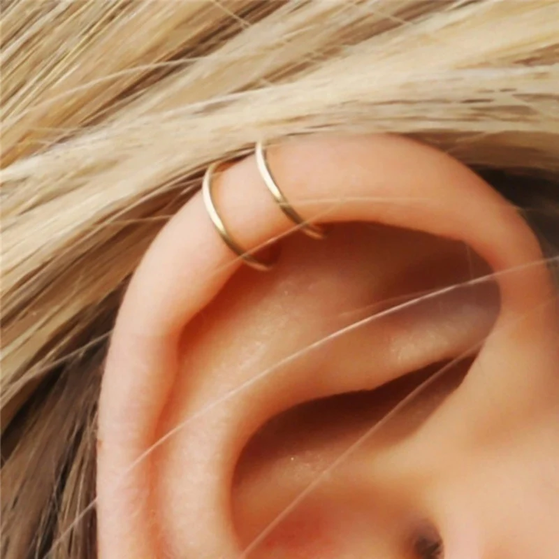 

Clip Earrings Simple Cross Ear Clip Fake Earrings Painless Personality Double C Cartilage U-shaped Double Earless Ear Studs