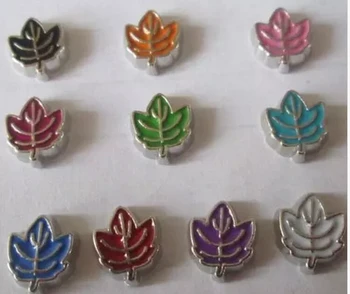 

Vintage Silver Mixed Enamel Maple Alloy Floating Metal Charms For Floating Memory Lockets Necklace Jewelry DIY 50Pcs