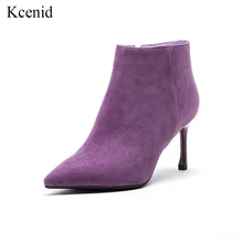Popular Purple Heel Boots Buy Cheap Purple Heel Boots lots pink, yellow, purple, white Hitonscool New Brand Women Suede