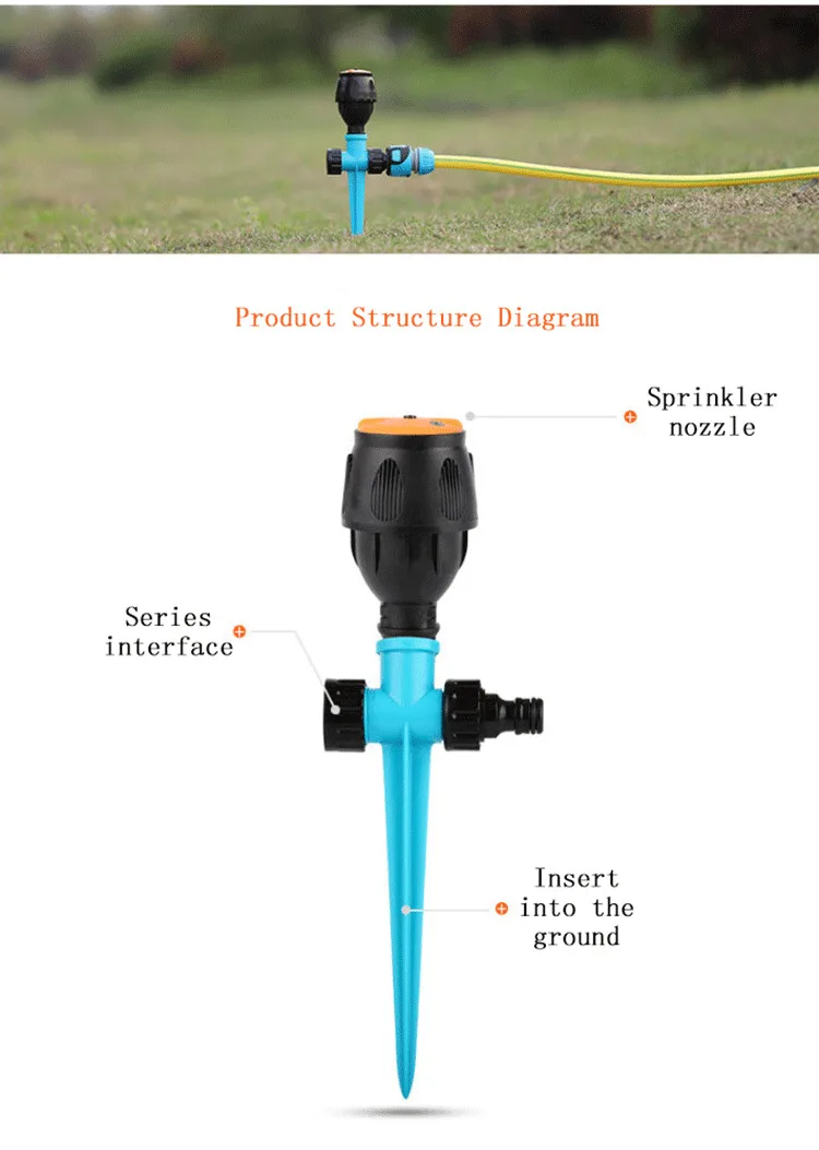 Садовое вращающееся оросительное устройство Спайк газон трава 360 градусов регулируемый вращающийся распылитель воды для системы орошения сада