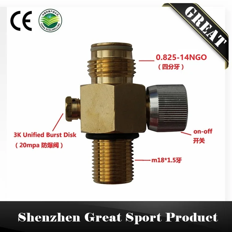 Paintball CO2 Tank Valve with On/Off Thread M18X1.5in Paintballs from