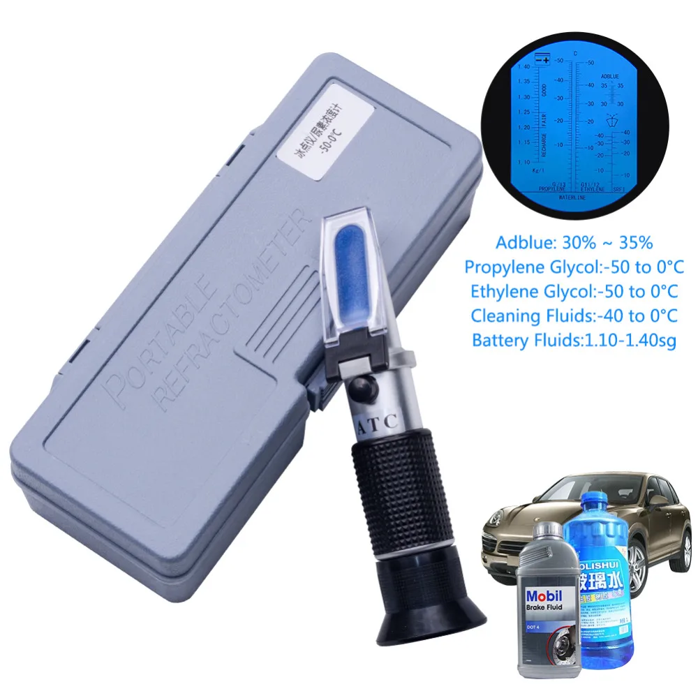 Kaufen Handheld Tester Werkzeug 4 in 1 Refraktometer W ATC Batterie mit Fall für Motor Öl Glykol Frostschutz Gefrierpunkt Auto