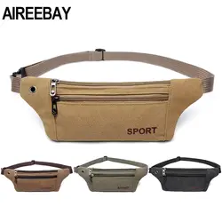 AIREEBAY для мужчин повседневное прочный Фанни поясная сумка мужской сумки на пояс холст Новинка 2019 года Хип бум Военная униформа