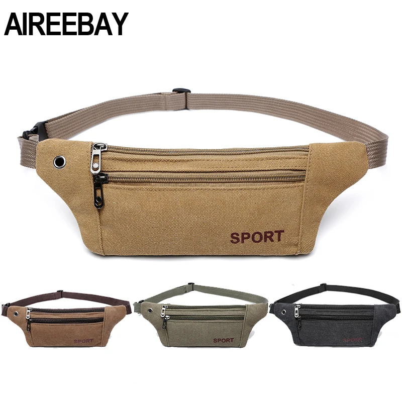 AIREEBAY الرجال عارضة دائم فاني الخصر حزمة الخصر الذكور أكياس حزام قماش 2019 جديد الورك بوم حقيبة عسكرية الحقيبة ثلاثة سستة جيب AIREEBAY الرجال عارضة دائم فاني الخصر حزمة الخصر الذكور أكياس حزام قماش 2019 جديد الورك بوم حقيبة عسكرية الحقيبة ثلاثة سستة جيب