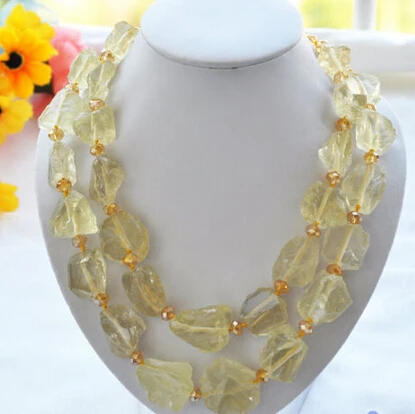

Miss charm Jew2052 Nature 2row yellow crude ore citrine necklace