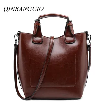 

QINRANGUIO Women Bag Women Leather Handbags Fashion Genuine Leather Bucket Bag Women Shoulder Crossbody Bags for Women 2020