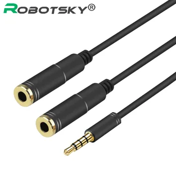 

3.5mm Headset Microphone Couple Audio Cable Quality Male To 2 Female Aux Extension Splitter Cabo For Mic Headphone Phone PC Cord