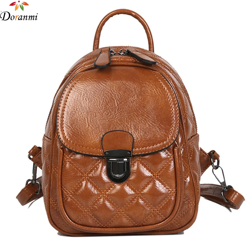 

DORANMI Diamond Lattice Backpacks Women's Schoolbag 2019 Fashion Female Backpack Leather Back Shoulder Bag Mochila DJB350