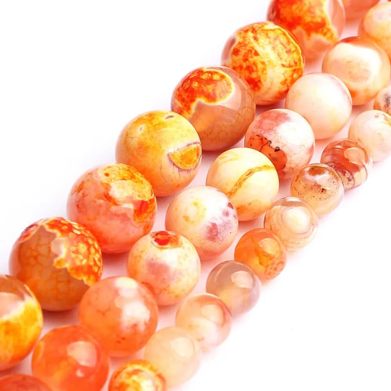 

Natural Stone Beads Orange Fire Dragon Veins Agate Round Loose Bead For Jewelry Making DIY Bracelet Necklace 6 8 10mm 15 Inches