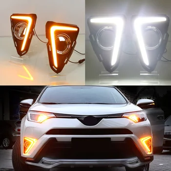 

1 pair LED Daytime Running Lights High performance Car LED DRL Daytime Running Light Turn Signal Lamp For TOYOTA RAV4 2016-2017