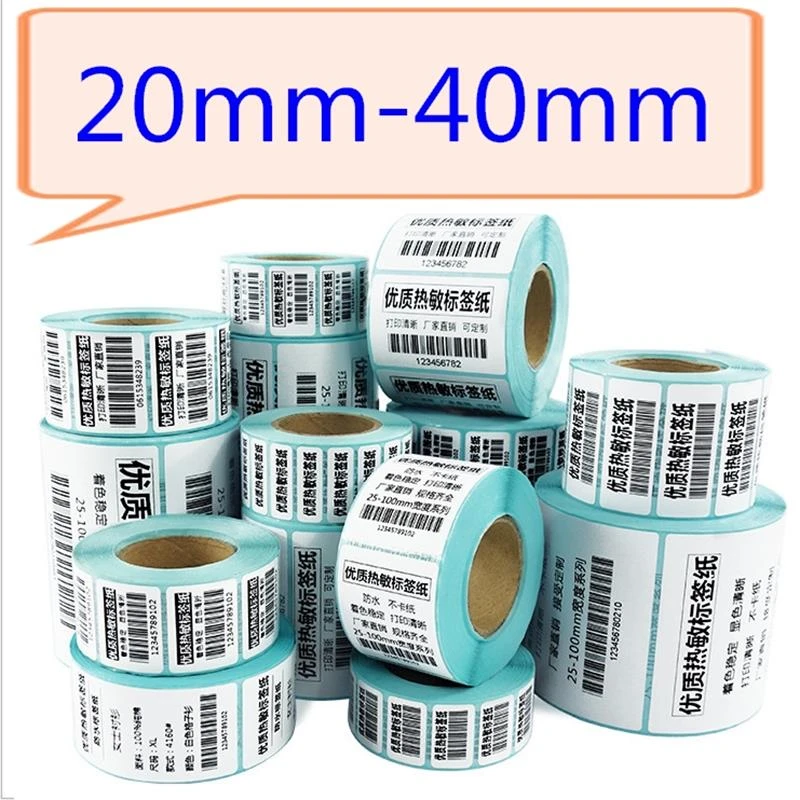 20-40mm Lebar, ECO Termal Label Stiker, Combo Gulungan, Cetak langsung Label Roll untuk Zebra/Godex/TSC/Xprinter/Gprinter Labeller