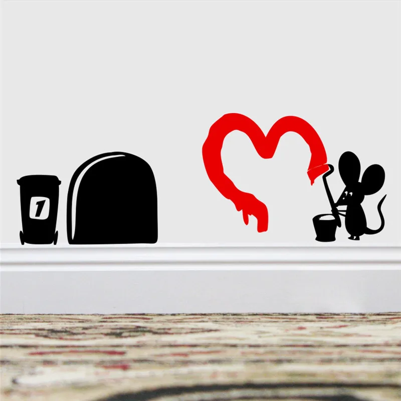 Funny Love Mouse Hole Wall Stickers For Kids Rooms Wall decals vinyl Mural Art Home decoration Vintage Poster