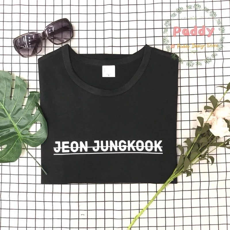 OKOUFEN Kpop, уличная футболка JEON JUNGKOOK, унисекс, Модный женский топ Tumblr, крутая футболка с принтом, черная хлопковая футболка, Harajuku, топы