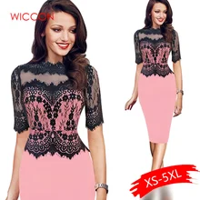 Женское элегантное винтажное платье с коротким кружевным рукавом, Повседневные Вечерние платья для особых случаев, облегающее цельное платье