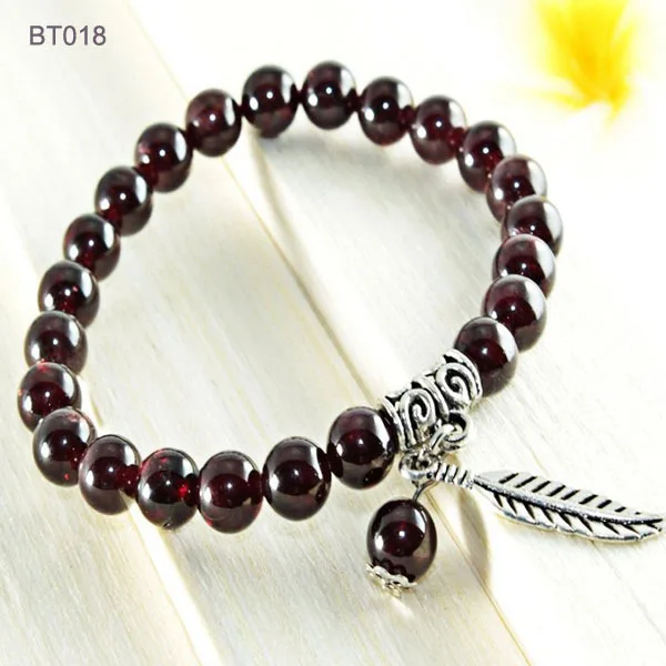 Trendy Thin Silver Leaf Bracelet 7mm Natural Garnet Stone Bracelets Trendy Thin Silver Leaf Bracelet 7mm Natural Garnet Stone Bracelets For Women S Strand Beaded Braclet Jewelry Gift In From