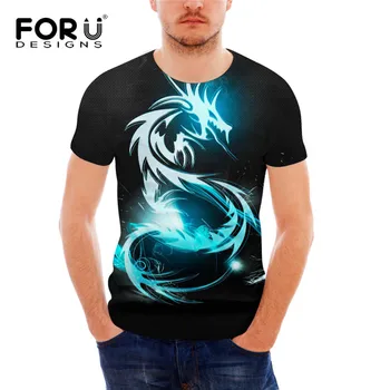 

FORUDESIGNS Magic 3D Dragon T Shirt for Men Comfort Breath Male Slim Fit Tee Shirts Summer O-neck Short Sleeved Top Tees Hip Hop