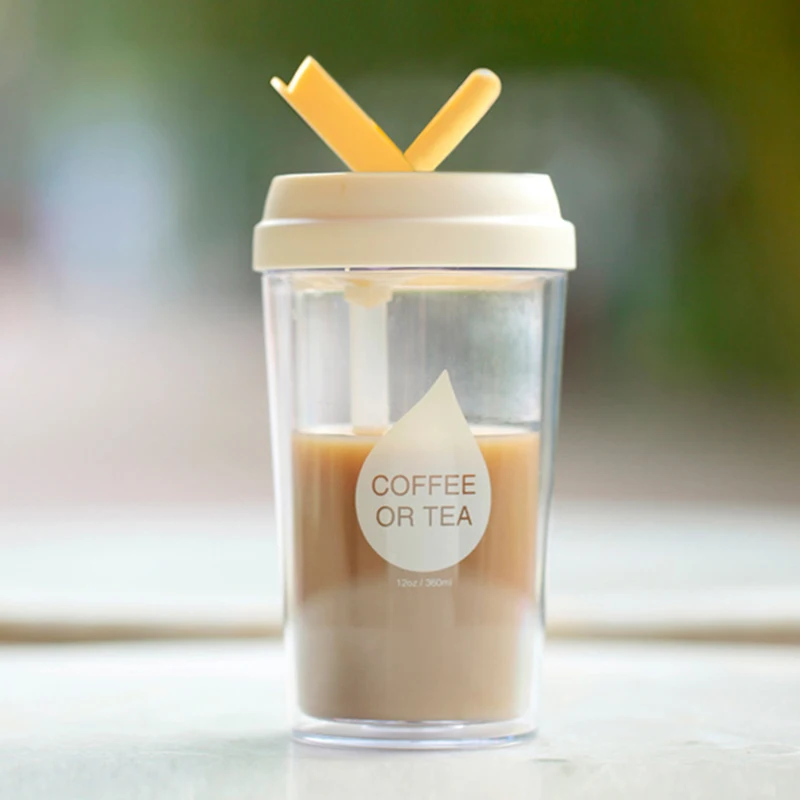 

Fashionable Double Layer Plastic Water Bottle With Straw BPA free Portable Spacecup Enjoy your Drink Time 350ml/480ml SH37