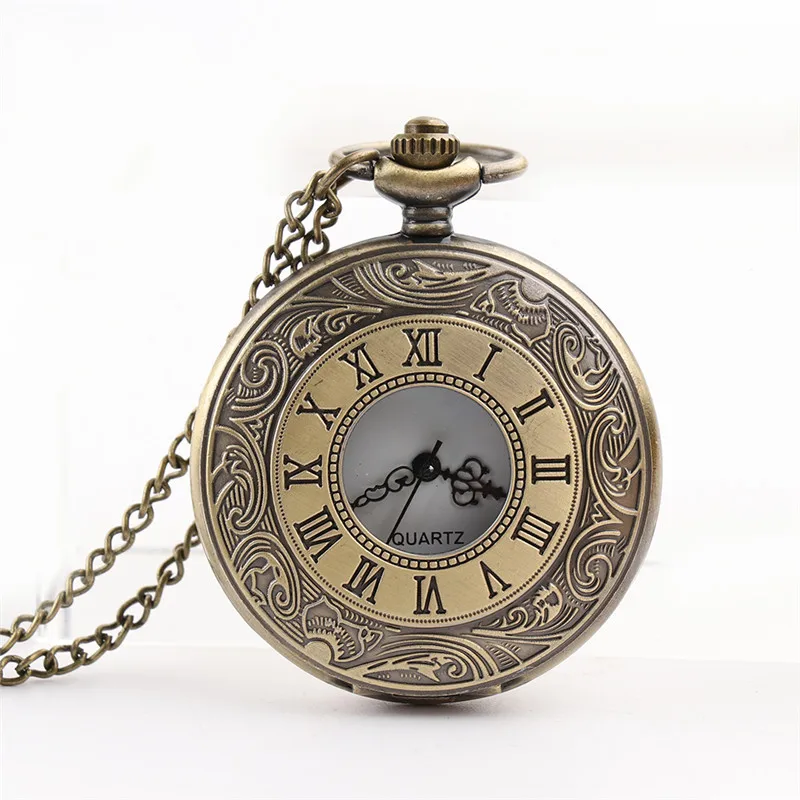 

Vintage Steampunk Bronze Quartz Pocket Watch Roman Numerals Clock Time in the pocket Men Women's Necklace Pendant gift Relogio