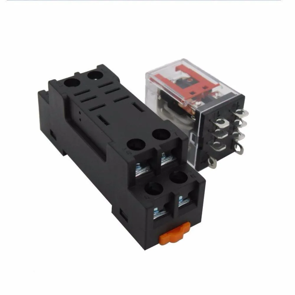 TWTADE/DC 24V Coil Electromagnetic Power Relay 10A 2DPT 8 Pins 2NO+2NC LY2NJ with YJTF08A-E Socket Base YJ2N-LY Quality Assurance for 2 Years