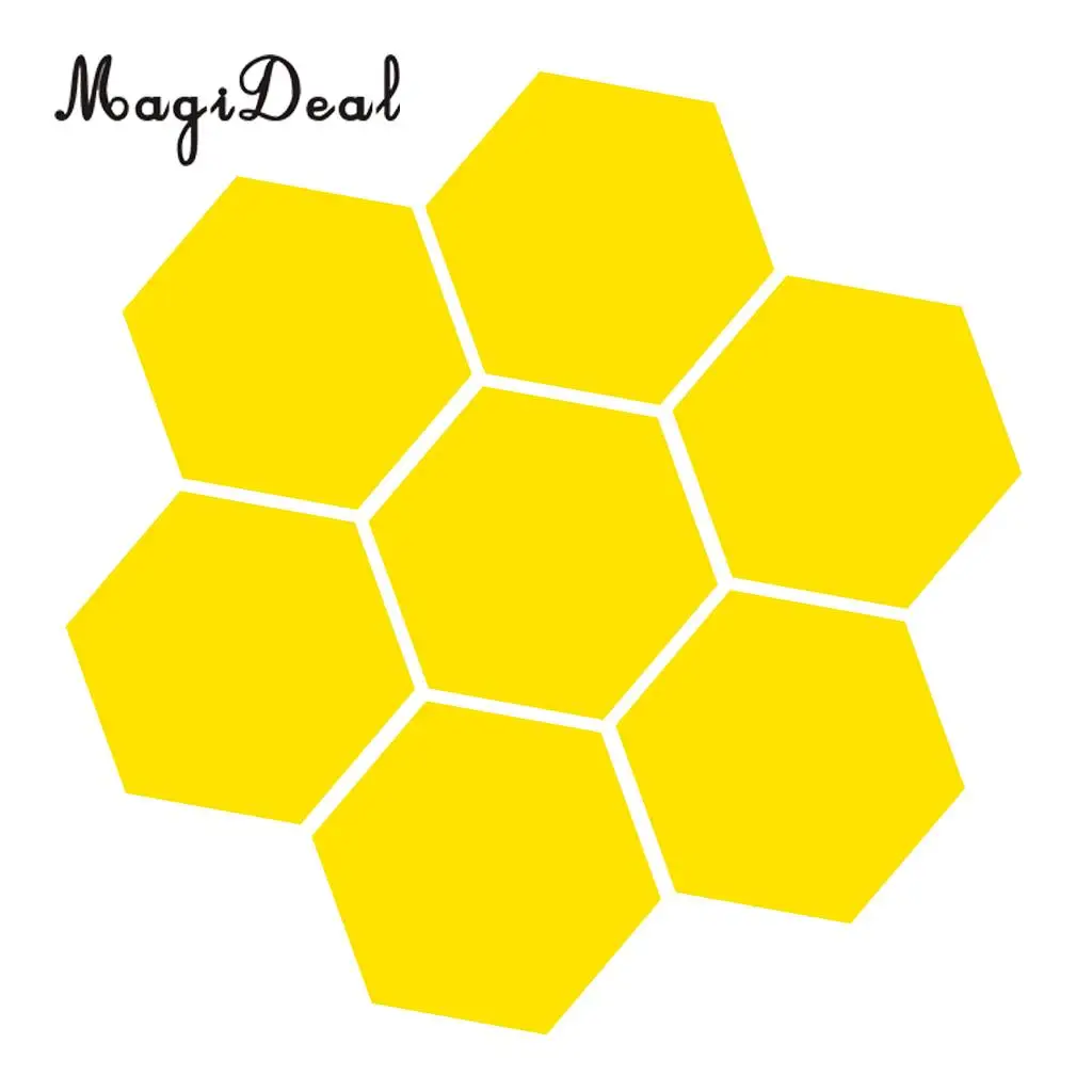 7Pcs 3D Mirror Surface Hexagon Vinyl Removable Sticky Wall Sticker Decal Coffee Cafe Bar Chic Decor Art Mural DIY