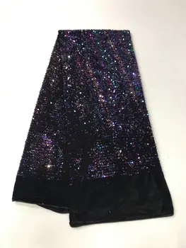 

2018 African Lace Fabric with glitter sequins high quality Nigerian french Lace Fabric with sequins net tulle fabric for dresses