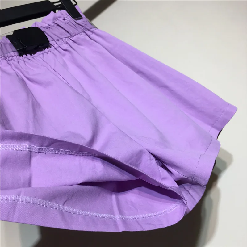 Женские летние шорты с высокой талией, сексуальные шелковистые однотонные пляжные повседневные свободные шорты с эластичным поясом и широкими карманами
