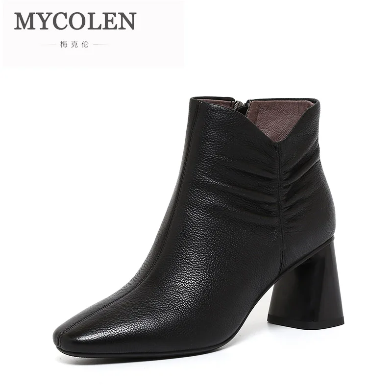 

MYCOLEN Woman Chelsea Boots Luxury Designers Black Autumn Winter Ankle Boots Fashion With Genuine Leather Boots Cuissarde Femme