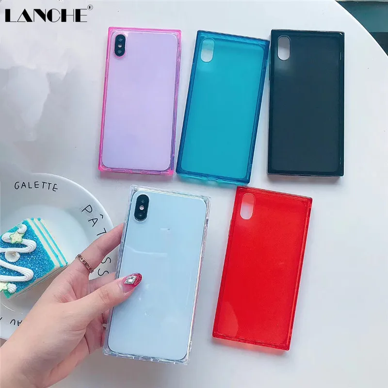 LANCHE Square чехол для iPhone XS MAX XR X 7 8 6 6s плюс анти-осень прозрачный конфеты силиконовый