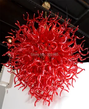 

Luxury Round Shape Red Color Blown Glass Chandelier Lighting