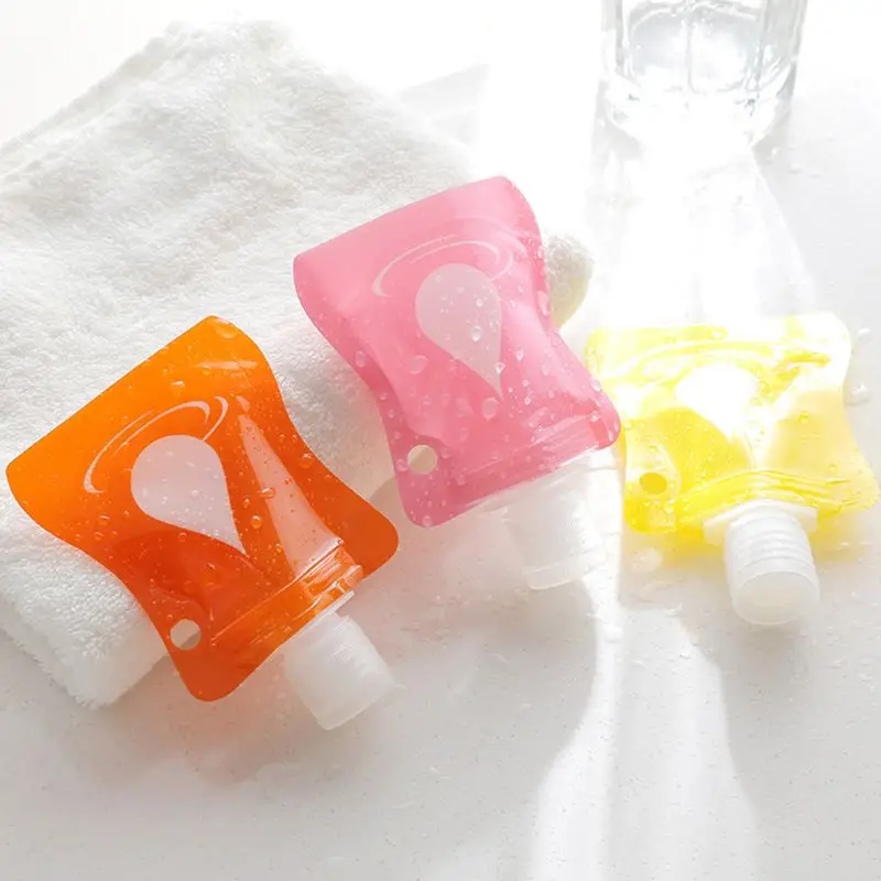 

Mini Square Storage Bag Lotion Cream Shampoo Dispenser Water Drop Printed Refillable Bottle Container Flexible Portable Travel