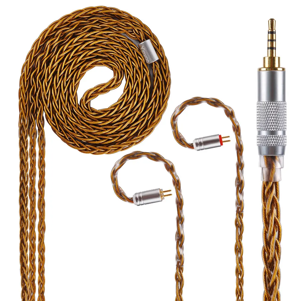 

Yinyoo 8 Core Brown Pure Silver Cable 2.5/3.5/4.4mm Balanced Earphone Upgrade Cable With MMCX/2Pin