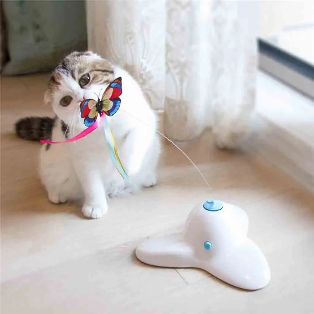 Привлекательный дизайн Электрический вращающийся бабочка птица стержень провод Котик-тизер игрушки для домашних животных Кошки котята милая собака кошка игрушка для домашних животных