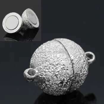 

50pcs Magnetic Clasps Jewellery Findings Round Silver Plated 17x12mm
