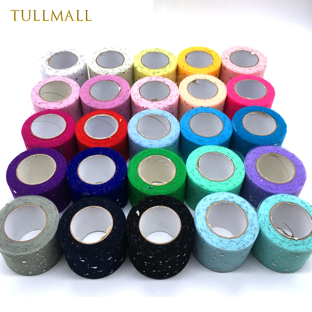 TULLMALL 5 см 25 ярдов тюль рулон Блестки Свадебный Декор ткань катушка органза лазер