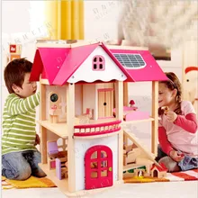 Деревянные домики для девочек, игрушечный деревянный кукольный дом/Детская деревянная кукольная вилла с кукольной комнатной мебели, подарок на день рождения
