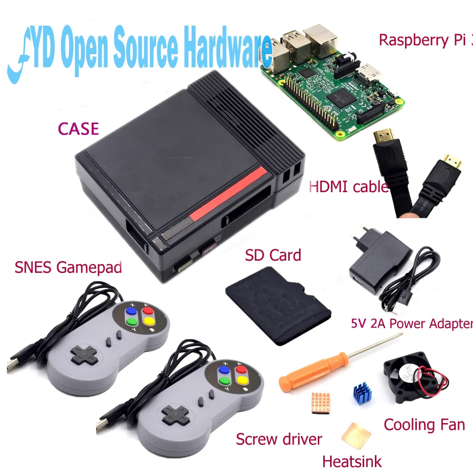 NES Case with Raspberry Pi 3 16G Card Fan 2pcs SNES font b Gamepad b font