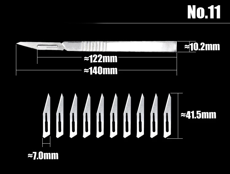 2 шт./лот лезвие и ручка 11# и 23# медицинские инструменты для ремонта скальпеля нож для одноразового Стерильного/мобильного телефона/красоты/DIY - Цвет: 11