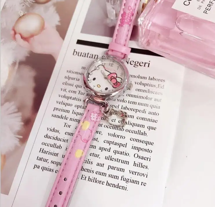 Мультфильм модный бренд кварцевые часы дети девушка кожа детские наручные часы женские наручные часы розовый relogio
