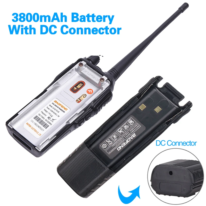 Baofeng UV-82 плюс 8 Вт иди и болтай Walkie Talkie 8 Вт мощный Дальний 10 kmDual Band 3800 мАч коннектор питания постоянного тока для охоты двухстороннее радио