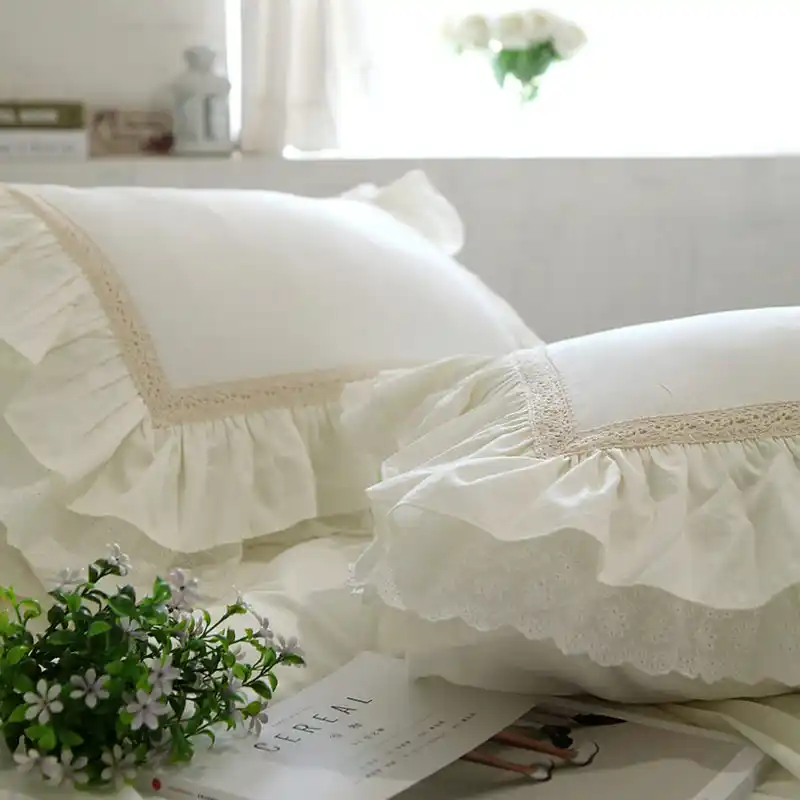 2pcs New Big Embroidery Ruffle Pillow Case Soft Quality Pillow