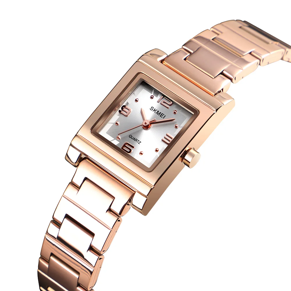 SKMEI модные женские часы люксовый бренд из нержавеющей стали Кварцевые женские часы водонепроницаемые женские часы-браслет Relogio Feminino