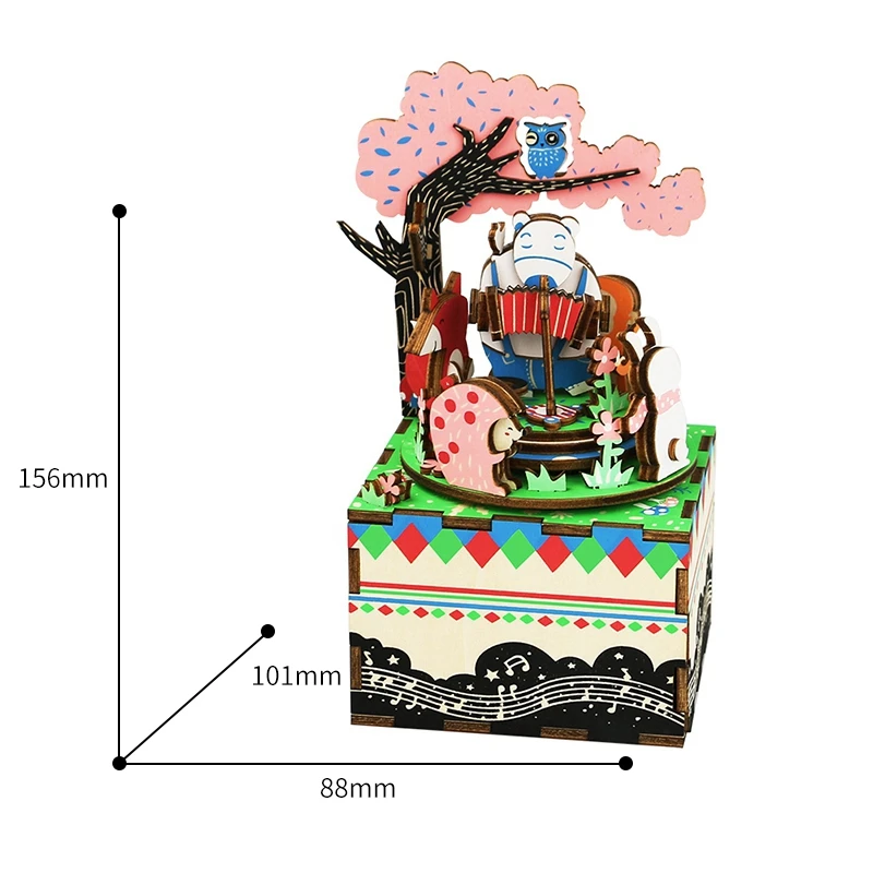 Robotime DIY лесной концерт 3D игра деревянная головоломка в сборе вращающаяся музыкальная шкатулка игрушка подарок для детей взрослых AM404