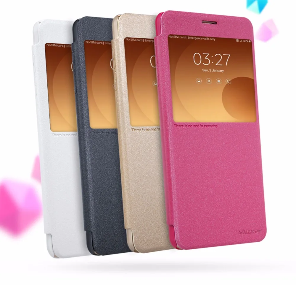 

6.0 inch Nillkin for samsung galaxy c9 pro case NILLKIN Sparkle PU leather case flip cover plastic back cover for c9 pro c9000