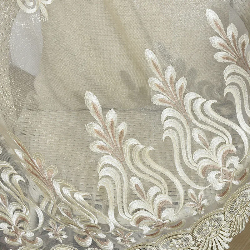 Us 19 14 34 Off Beige Dark Brown Water Soluble Twisted Yarn Curtain Living Room Bedroom Study Curtains And Tulle Sheer Voile Embroidered Floral In