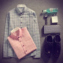 Fashion design long sleeve shirts tartan clothing printed cotton mens checkered shirt british style tartan men