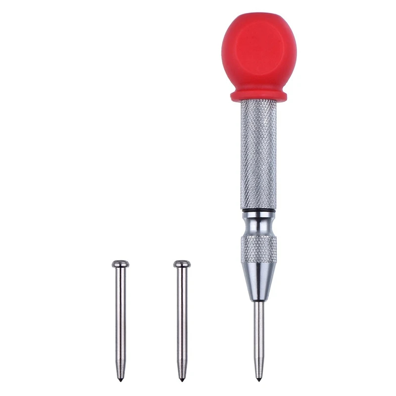 

5 Inch Automatic Center Hole Punch Marker Scriber Window Puncher Breaker Tool with Cushion Cap and Adjustable Impact, 2 Pieces