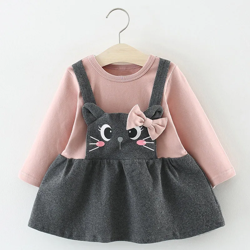 Платье для маленьких девочек, Осень-зима, милые платья принцессы с длинными рукавами и мультипликационным принтом для маленьких девочек, детское праздничное платье, для детей 6-24 месяцев - Цвет: AX898I