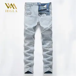 Мужские повседневные джинсы в стиле хип-хоп байкерские джинсы для ночного клуба Брюки Slim Fit с молниями джоггеры брюки для мужчин потертые
