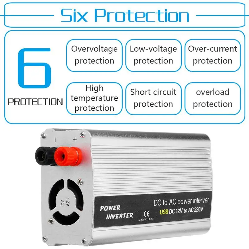  4000W Peaks inversor de energía Solar 12V 220 voltaje modificado onda sinusoidal carga USB para coc